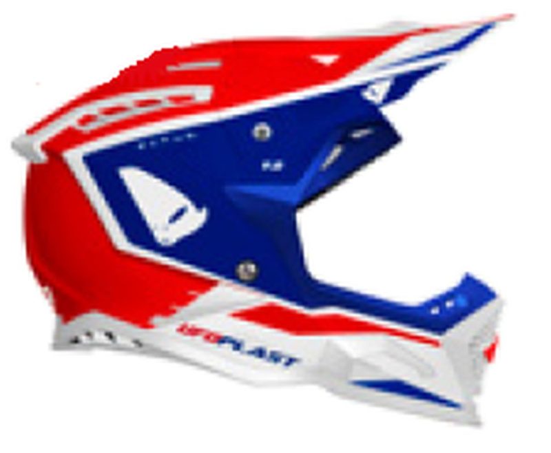 UFO Echus Cross Fiberglass Helmet - Red/Blue/White