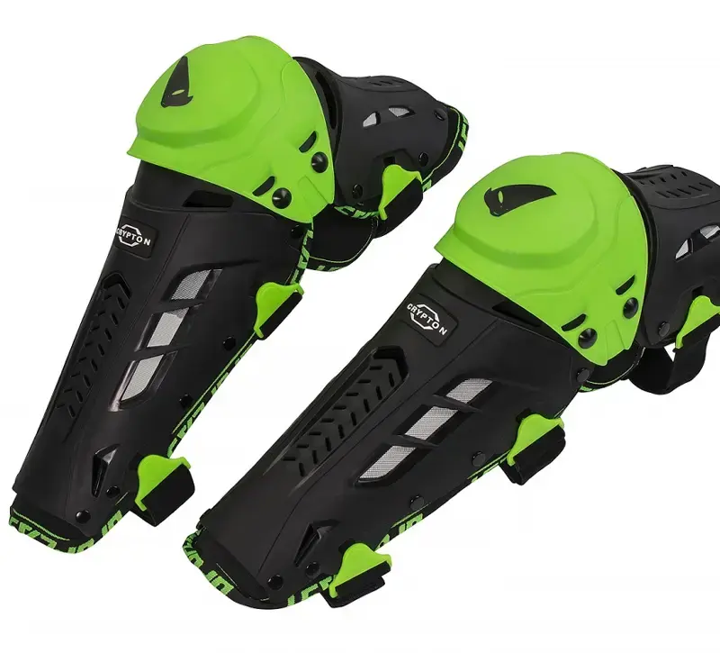 UFO Crypton Hinged Knee Guard - Black/Fluo Green