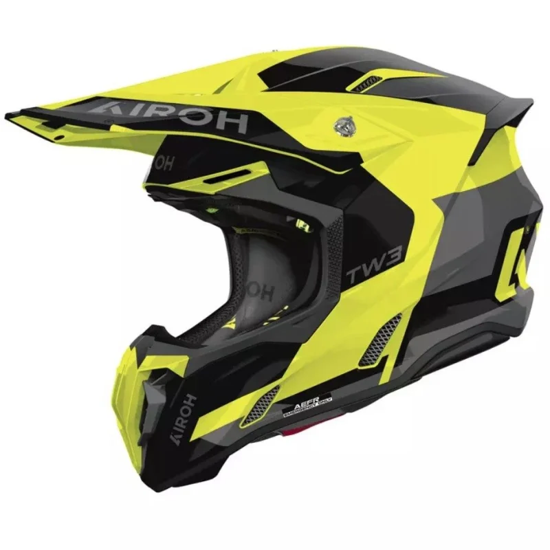 Airoh Cross / Enduro / ATV / QUAD Twist 3 Fancy Yellow Gloss Helmet - Black/Grey/Fluo Yellow