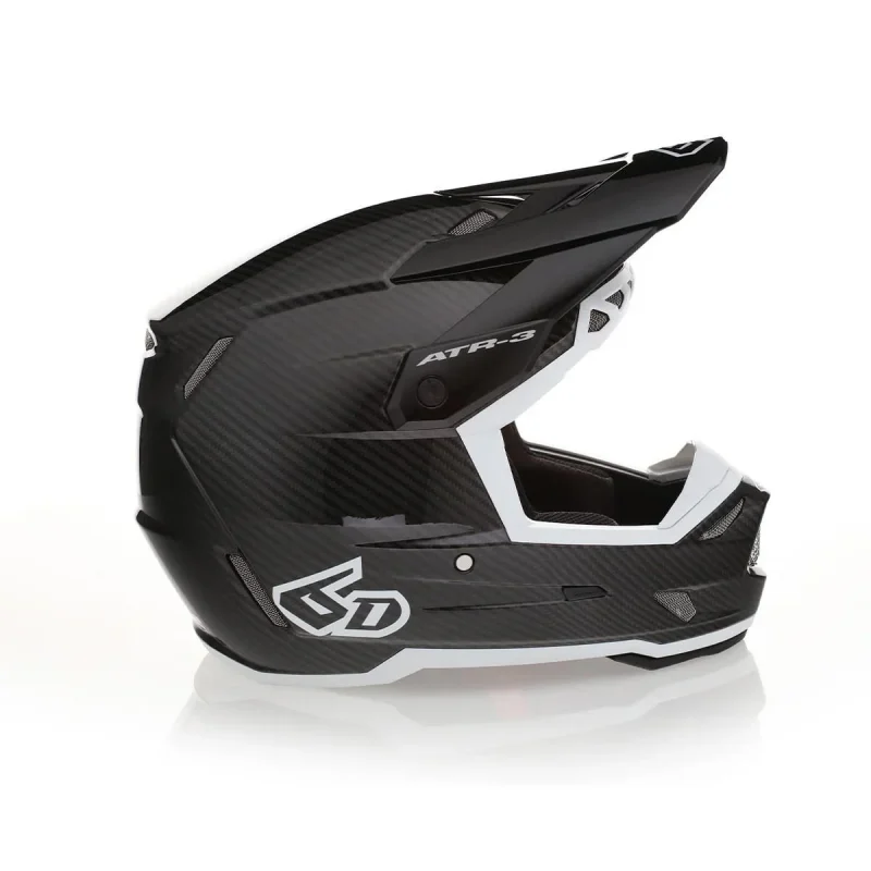 6D ATR-3 Solid Gloss Black White FIM FRHPHE-02 Helmet Helmet