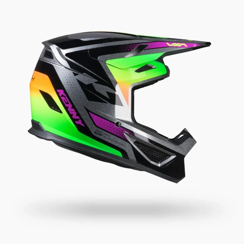 Kenny Racing Track Graphic + Focus NEON Helmet - Black/Grey/Fluo Yellow