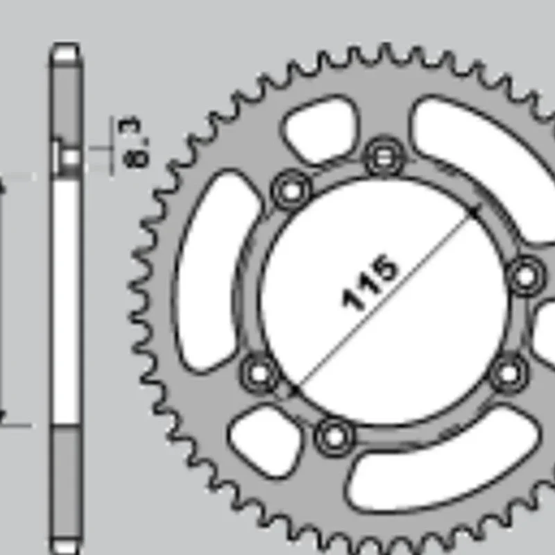 CHT REAR Sprocket Aluminium T7075 Ergal 4423 50 BETA 50RR, Supermotard, Fantic Caballero Lanc. 420 - Silver