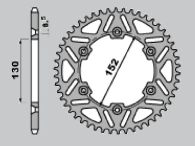 CHT REAR Sprocket Aluminium T7075 Ergal 4500 50 Aprilia MXV/RXV/SXV 450/550 '06-'12 JTR706.50 * Lanc. 520 - Silver