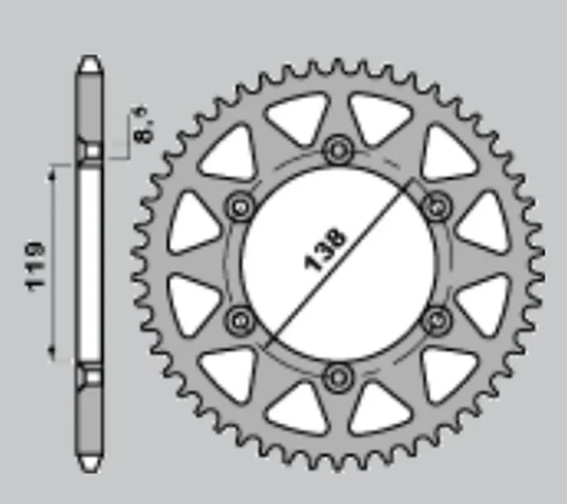 CHT REAR Sprocket Aluminium T7075 Ergal 213 48 Husaberg FE 400/ FE 600 '96-'99 JTR1950.48 Lanc. 520 - Silver