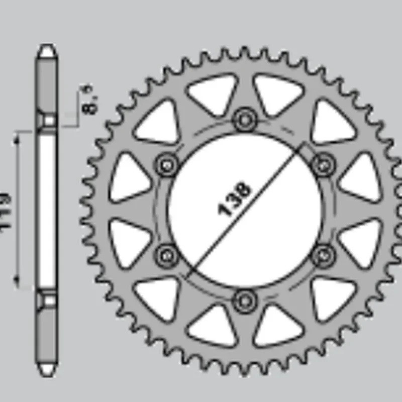 CHT REAR Sprocket Aluminium T7075 Ergal 213 48 Husaberg FE 400/ FE 600 '96-'99 JTR1950.48 Lanc. 520 - Silver