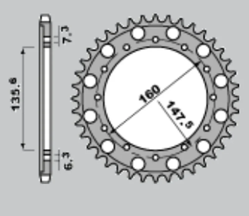 CHT REAR Sprocket 1507 56 Ergal Fantic Motor 50/80/125/200 '84-'96 Enduro Trial , BETA Motor 125 '09, '86-'90 125 Trial ENDURO/TRIAL 1507-56