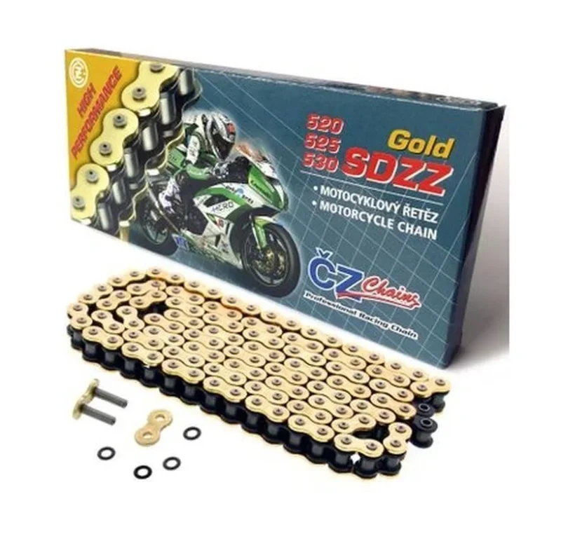 CZ Drive Chain 525 SDZZ 120 Links Active RING X-RING Gold DO 1200 CCM 46,2 KN + Rivet Link Drazona