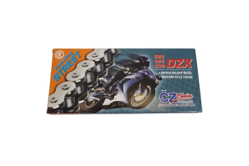 CZ Drive Chain 525 DZX 108 Links Active RING X-RING Chrom DO 1000 CCM 40,0 KN + Rivet Link Drazona