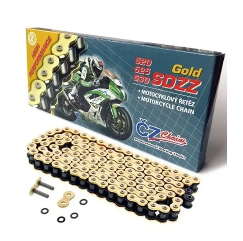 CZ Drive Chain 525 SDZZ 104 Links Active RING X-RING Gold DO 1200 CCM 46,2 KN + Rivet Link Drazona