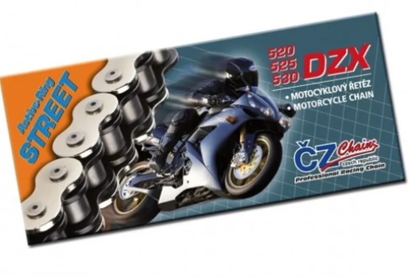 CZ Drive Chain 525 DZX 114 Links Active RING X-RING Chrom DO 1000 CCM 40,0 KN + Rivet Link Drazona