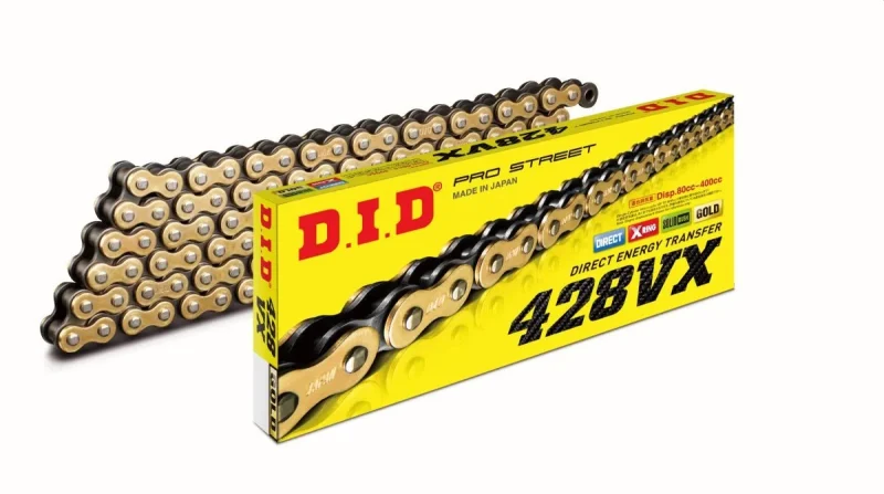 DID Drive Chain 428VXGB-130 Links Gold X-RING Open + CLIP LINK