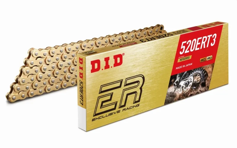 DID Drive Chain 520ERT3GG-110-LINKS Without O-RINGS GOLD / GOLD Open + CLIP LINK