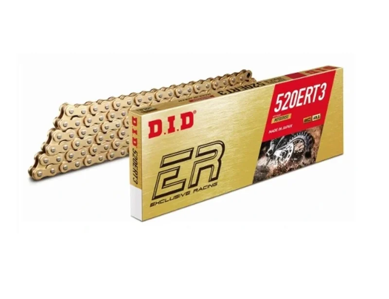 DID Drive Chain 520ERT3GG-120-LINKS Without O-RINGS GOLD / GOLD Open + CLIP LINK