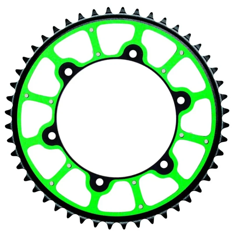 Grosskopf REAR Sprocket PRO Extreme STEEL-ALUMINIUM - DUAL RING / Stealth 489 48 48948 Kawasaki KX/KXF, Suzuki RMZ '04-'06 JTR460.48 Lanc. 520 - Green