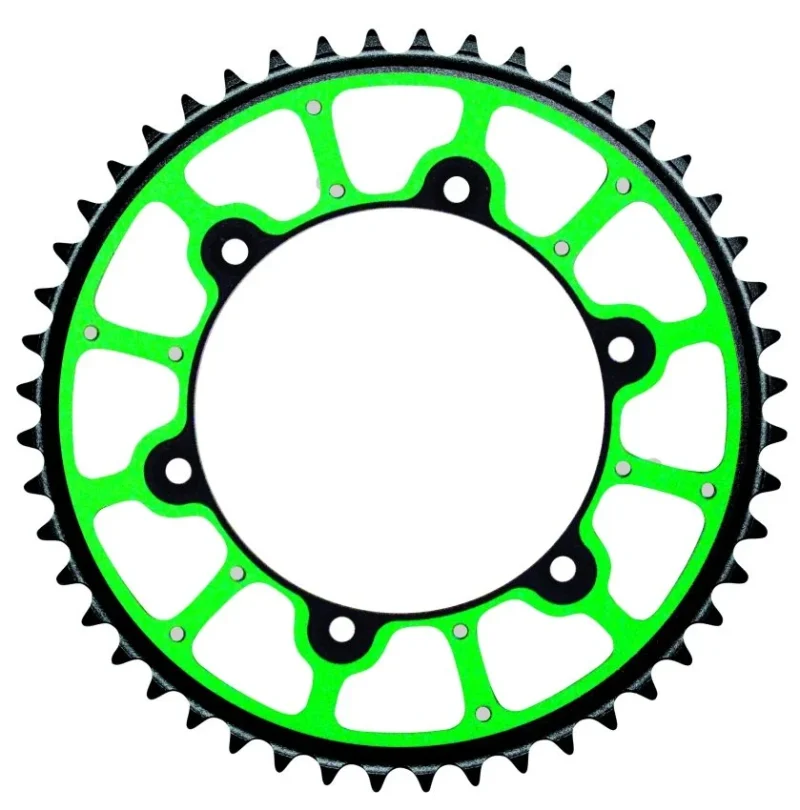 Grosskopf REAR Sprocket PRO Extreme STEEL-ALUMINIUM - DUAL RING / Stealth 489 48 48948 Kawasaki KX/KXF, Suzuki RMZ '04-'06 JTR460.48 Lanc. 520 - Green
