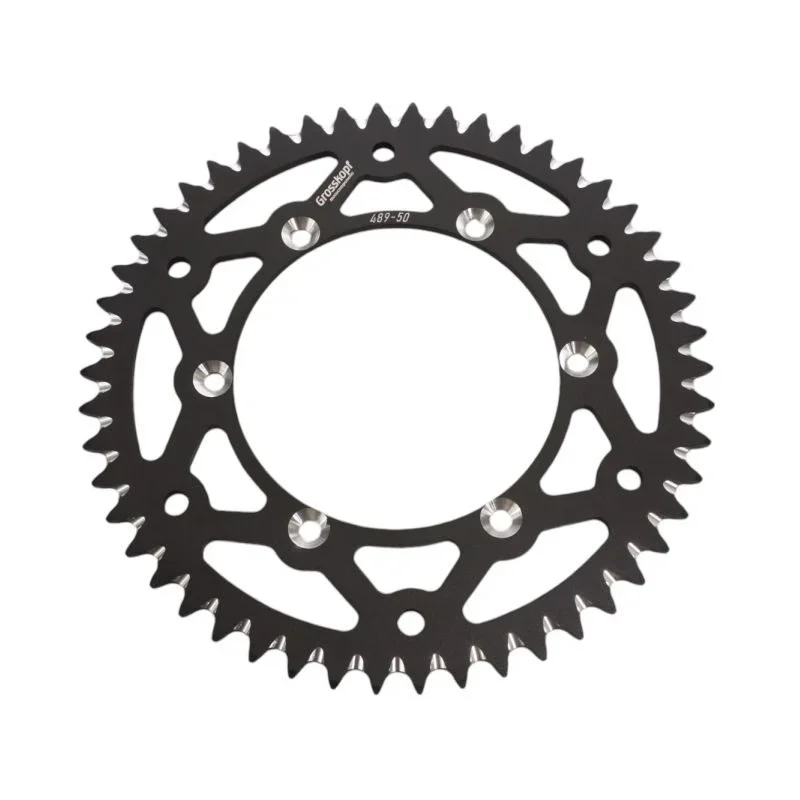 Grosskopf REAR Sprocket Aluminium T7075 Ergal 489 50 48950 Kawasaki KX/KXF '83-'24, Suzuki RMZ '04-'06 JTR460.50 - Black