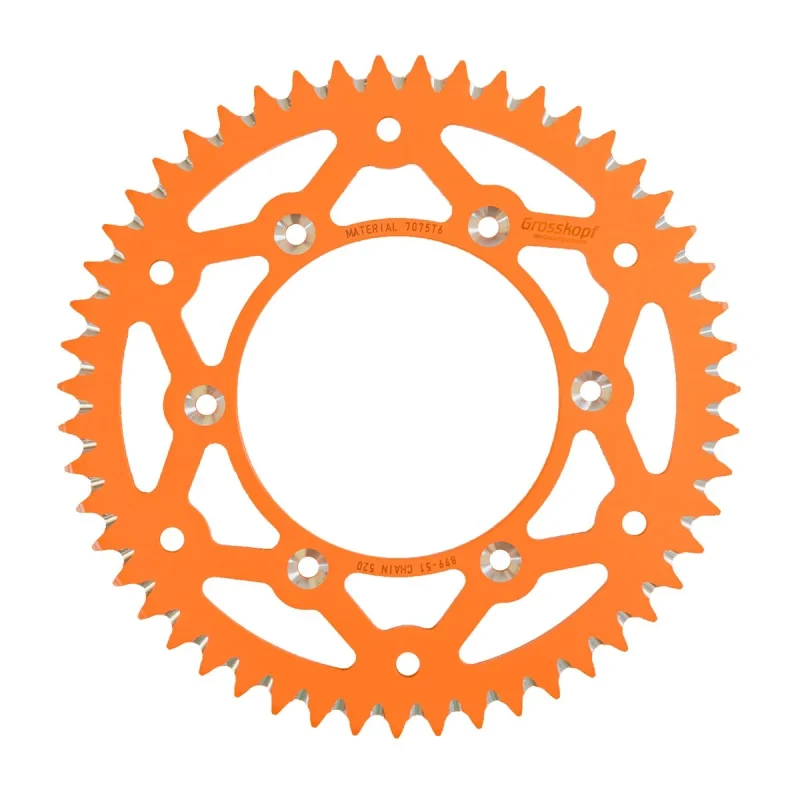 Grosskopf REAR Sprocket Aluminium T7075 Ergal 899 51 89951 KTM/HUSQVARNA/HUSABERG JTA897.51 Lanc. 520 - Orange