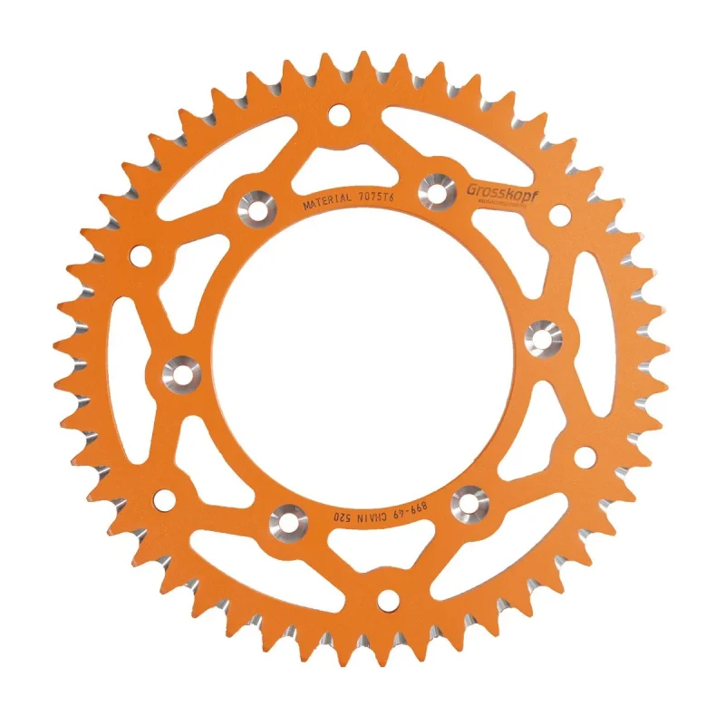 Grosskopf REAR Sprocket Aluminium T7075 Ergal , Husqvarna TC/TE/FC/TC/TX/FC/FE '14-'25, GAS EC 300 '20-'25, Husaberg TE/FE '11-'14 JTA897.49 - Orange 899 49