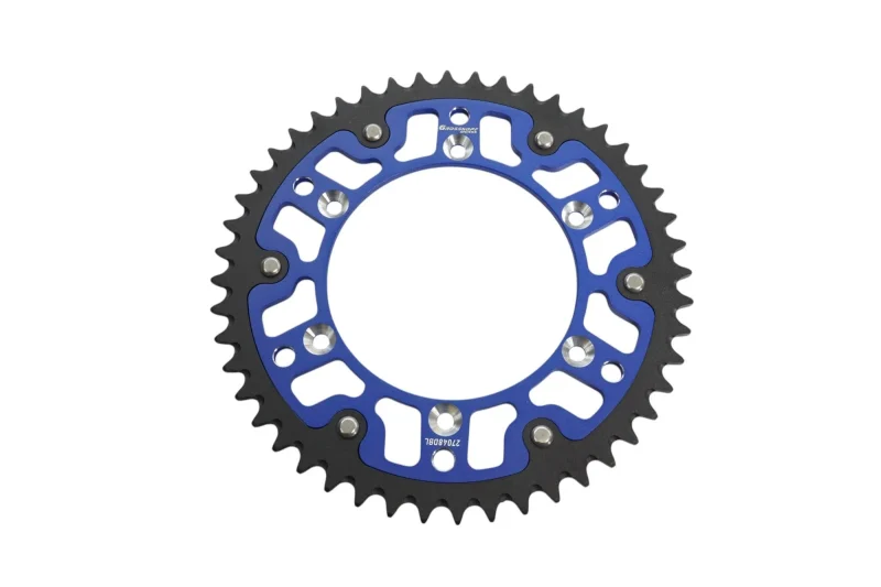 Grosskopf REAR Sprocket DUAL RING / Stealth STEEL-ALUMINIUM 270 48 27048 Yamaha YZ/YZF '99-'25 WRF '01-'25 - Blue