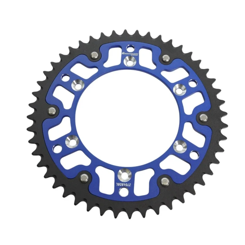 Grosskopf REAR Sprocket DUAL RING / Stealth STEEL-ALUMINIUM 270 48 27048 Yamaha YZ/YZF '99-'25 WRF '01-'25 - Blue