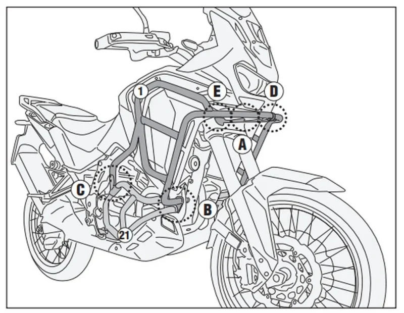 Kappa Frame Crash Bars Upper Honda CRF 1100 L Africa TWIN Adventure Sports '24-'25 - Black