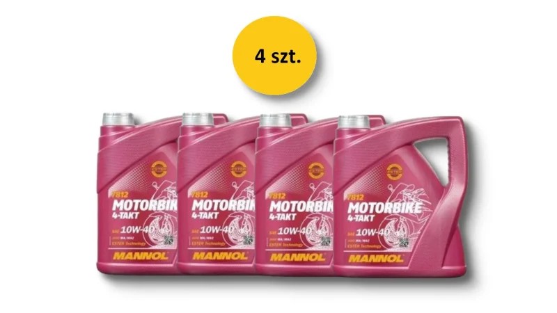 Mannol Engine OIL 4T Motorbike 10W40 4L Ester + MA2 Synthetic 7812 API SN Karton 4 Sztuki Pakiet