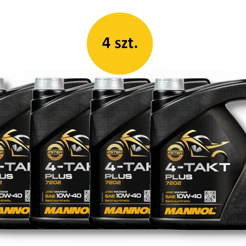 Mannol Engine OIL 4T PLUS 10W40 4L API SL, JASO MA/MA2 SEMI-SYNTHETIC 7202 20 - Karton 4 Sztuki Pakiet