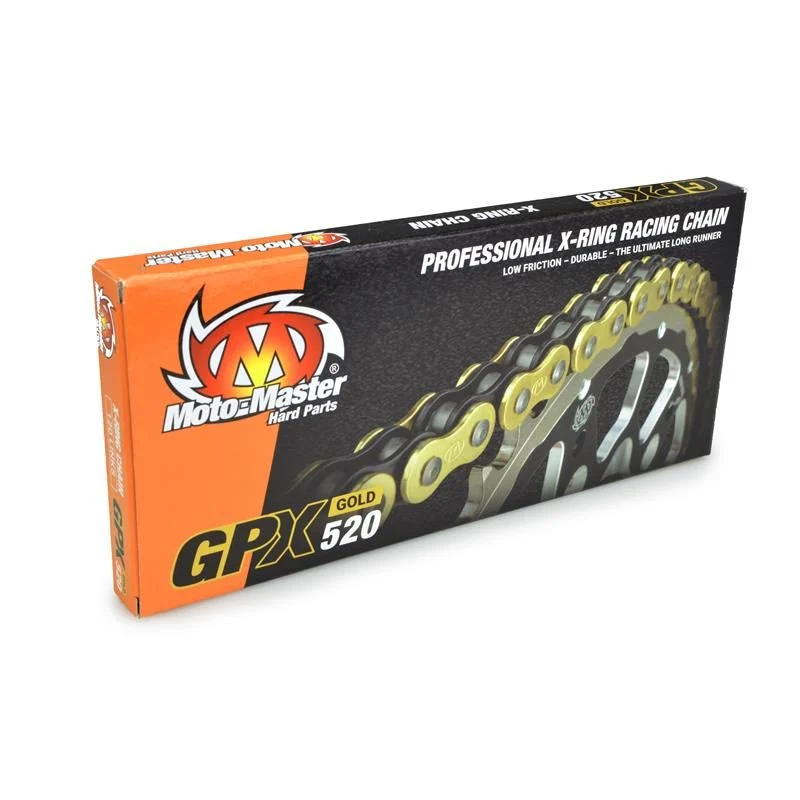 MOTO-MASTER Drive Chain GPX-520G Professional Motocross / Enduro Racing X-RING Chain , CLIP LINK In Kit - Gold