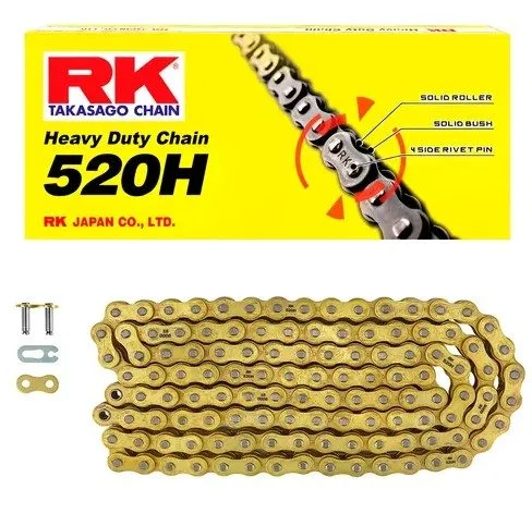 RK Drive Chain GS520H-120 CLIP LINK CL In Kit ,3 KN - Gold