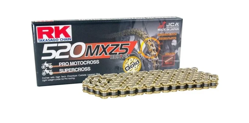 RK Drive Chain Motocross 520MXZ5-120 CLIP LINK CL In Kit ,8 KN - Gold
