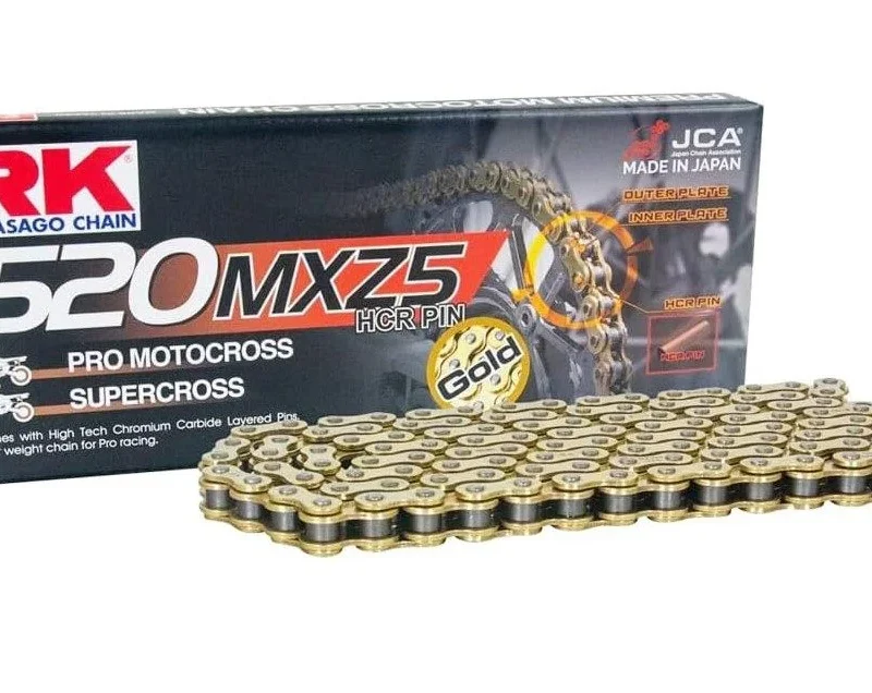 RK Drive Chain Motocross 520MXZ5-120 CLIP LINK CL In Kit ,8 KN - Gold